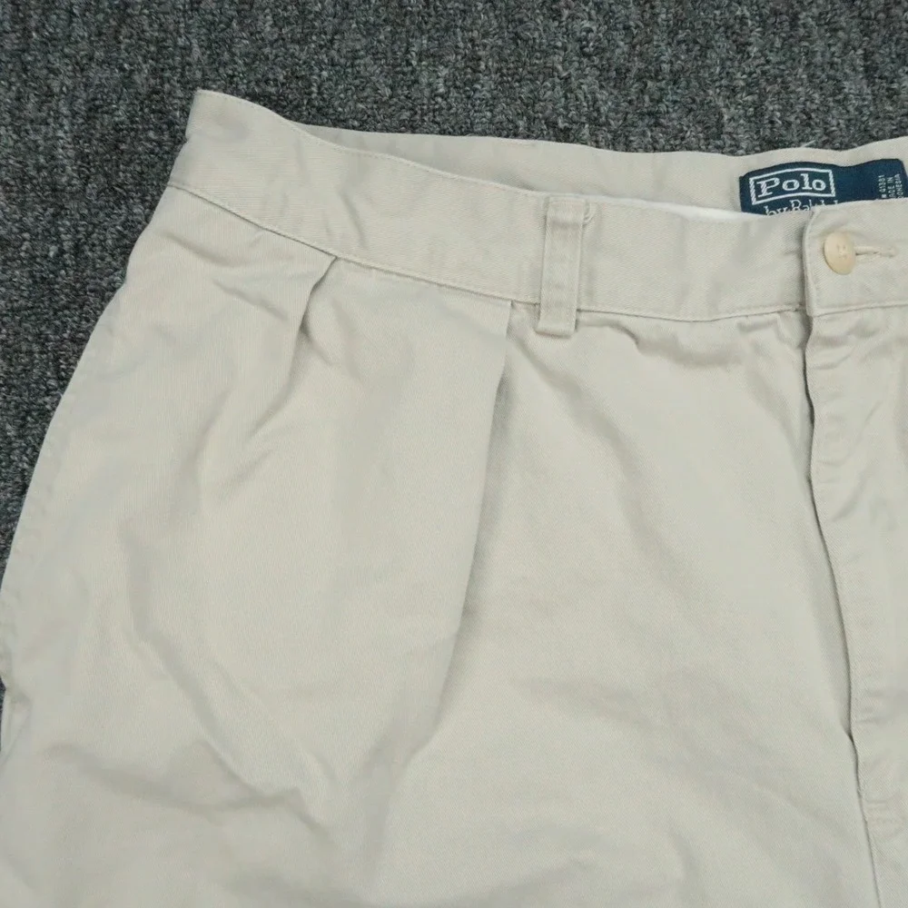 Polo Ralph Lauren Shorts Mens 36 Khaki Tan Tyler Chino Double Two Pleat VTG